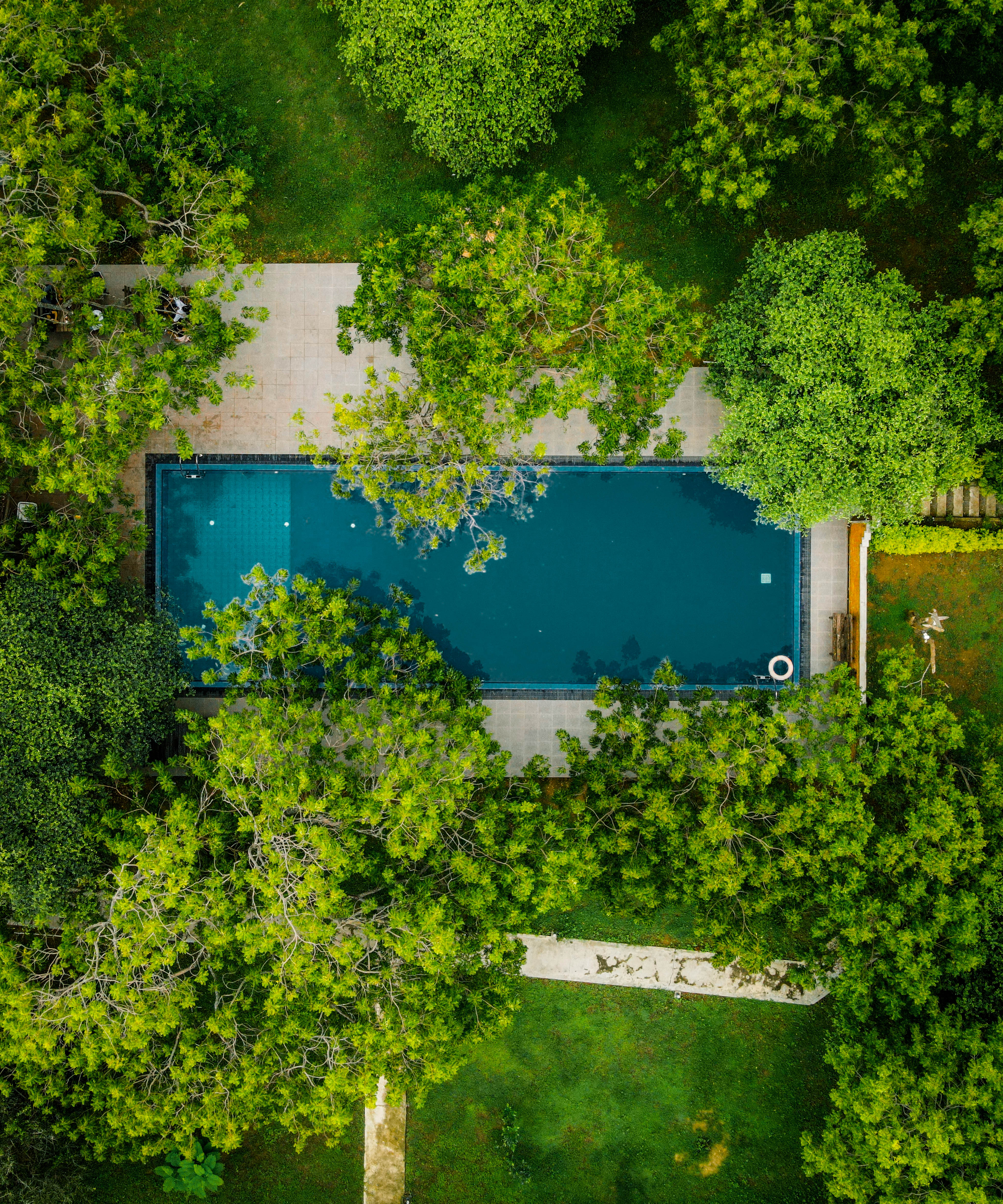 Aerial view of Arana's pool and gardens near Yala National Park, Sri Lanka