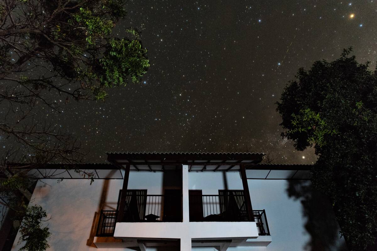 Night sky over Arana property near Yala, low light pollution in Sri Lanka's dry zone